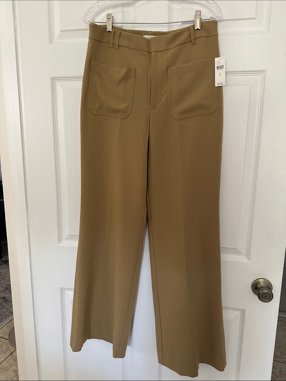 Maeve Wide-Leg High-Rise Pants in Olive NWT